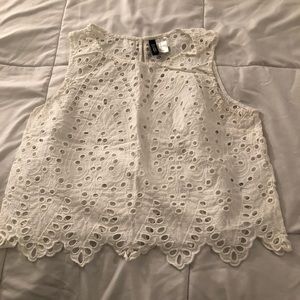 H&M White eyelet crop top
